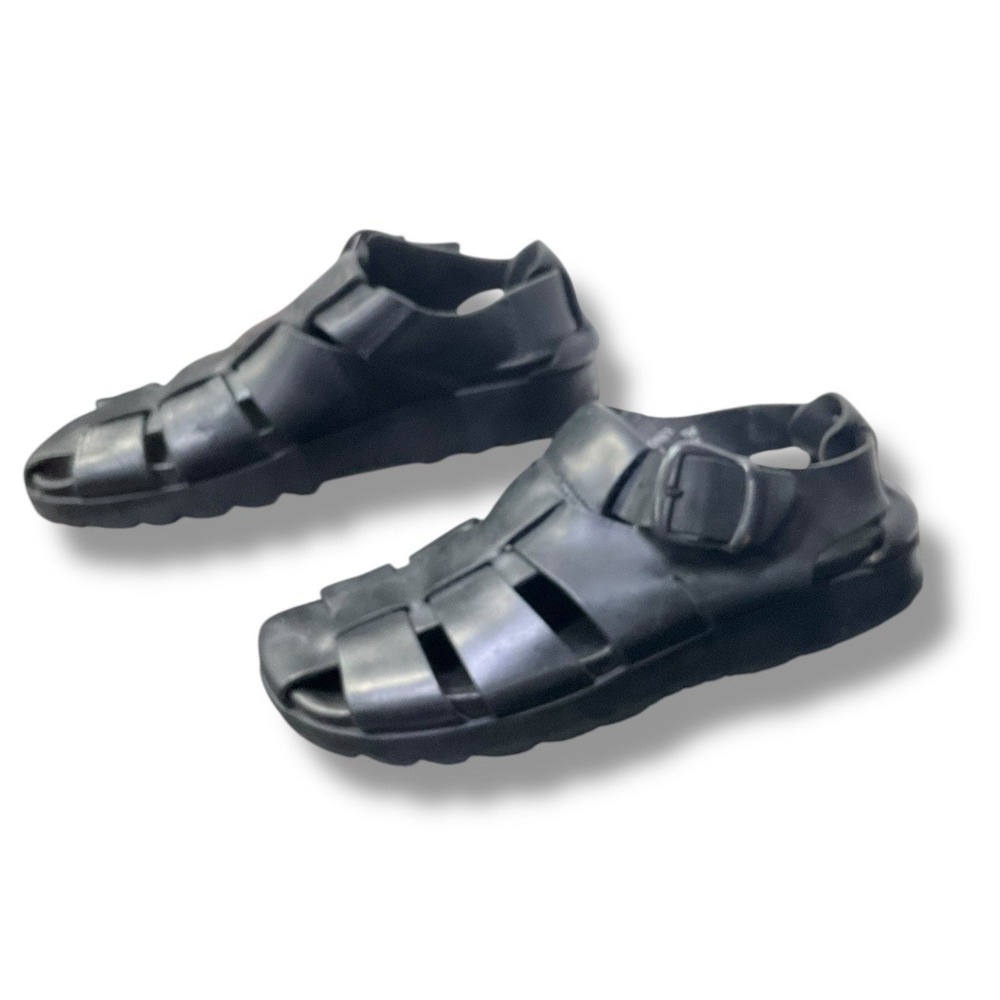 Sydney SP98 Men Black Leather Chunky Fisherman Sandals Platform Lug Sole Size 7M